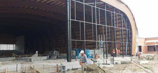 Widok gotowej Aqua Areny z kuli x-bionic®: Również tutaj wszystkie budynki zostały uszczelnione za pomocą Nafuflex Profi Tech 2.