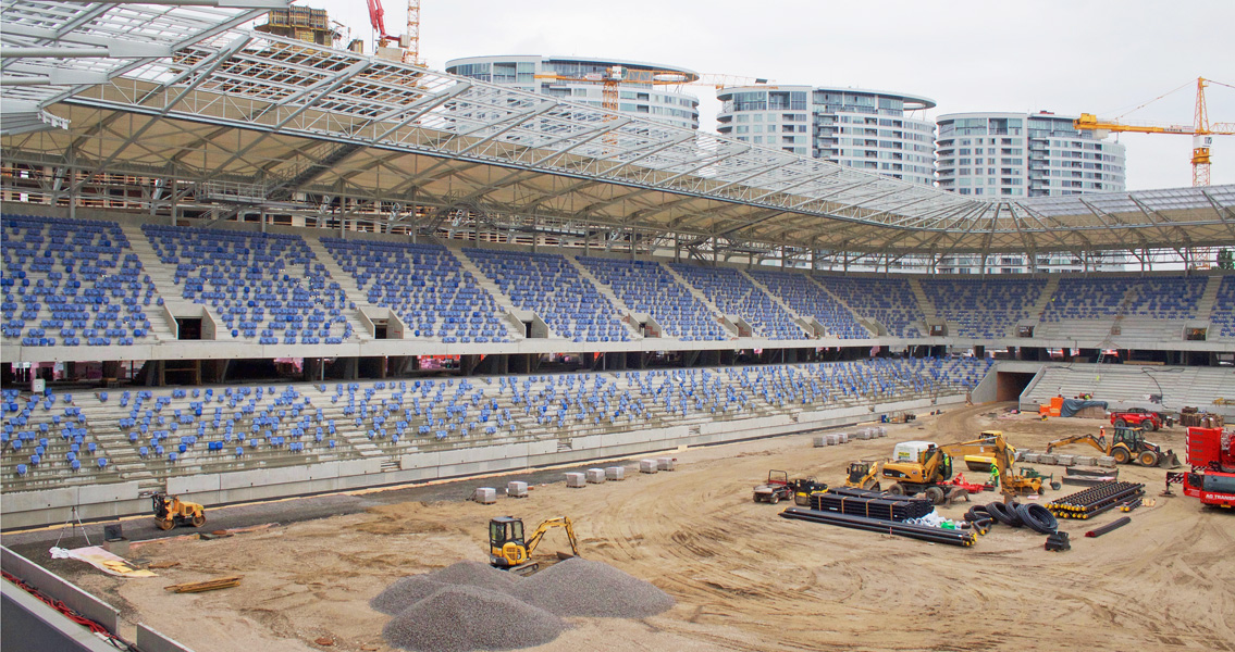 Nowy stadion narodowy na Słowacji składa się w całości z prefabrykowanych elementów betonowych, wyprodukowanych z wysokowydajnych superplastyfikatorów i środków antyadhezyjnych firmy MC.
